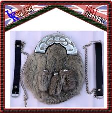 Robe Complète Escarcelle Gris Lapin Fourrure & Chrome Cantle Celtique 3 Noir
