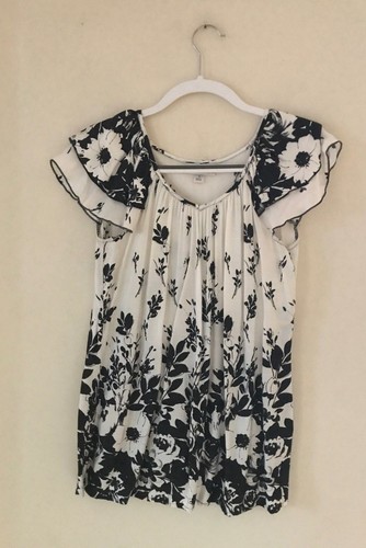 Dressbarn black white floral - black,