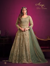 Robe Anarkali fendue style Bollywood robe de fête broderie lourde robes...