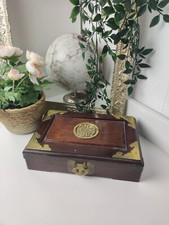 Coffret à Bijoux Ancien - Bois Massif et Ferrures Dorées - Décoration Orientale