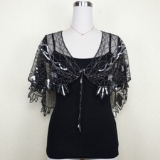 Sequin Femme Rétro Noir Cape