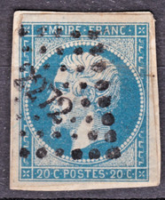 TIMBRE 1854 FRANCE EMPIRE N° 14 PETITS CHIFFRES S/FRAGMENT-OBL.TB-VOIR SCAN-