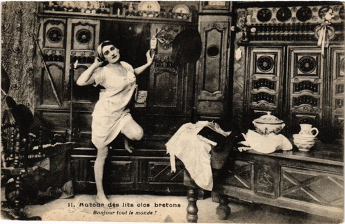 Cpa autour des lits - cpa,