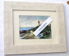 Tableau Bretagne art breton bord de mer aquarelle phare sentier cotier marine 