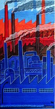 Jean CHANOIR- les usines-80x40cm-acrylique sur toile/ art singulier/
