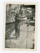 PHOTO snapshot 1941, un marin sailor matelot sur un navire bateau