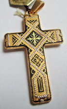 Ancien Magnifique pendentif croix En Or De Tolède 22 24  k  bijou vintage 8A
