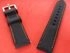 20 mm BRACELET SOLIDE GOMME SILICONE NOIR COUTURE ORANGE NAUTIC RALLYE