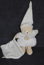 ?DOUDOU et COMPAGNIE Ours Boule Blanc Mouchoir Bonnet Bear TTBE