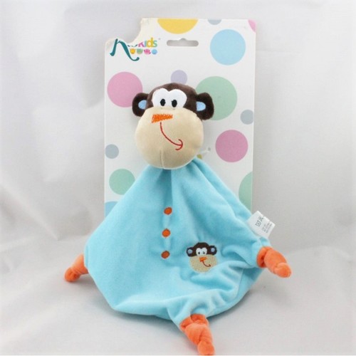 Doudou plat singe - , bleu