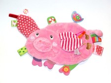 Doudou etiquettes cochon rose