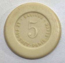 JETON ANCIEN DE 5 - CASINO LE TOUQUET - PARIS-PLAGE - CF : CASINO DE LA FORÊT