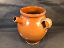 Ancienne chevrette en terre vernissée poterie transformée en jardinière déco