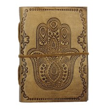 Cahier cuir brun clair - en,