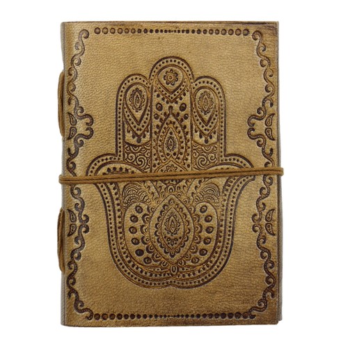 Cahier cuir brun clair - cahier,
