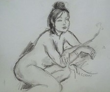 Pierre Cornu femme nue au chignon dessin école sensualiste p 357