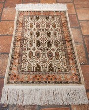Turkish Hereke Silk Rug Boteh Flower Design 