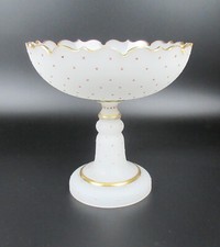 Ancienne coupelle en verre / coupe sur pied peinture émaillée vers 1920 Art Nouveau / époque art déco