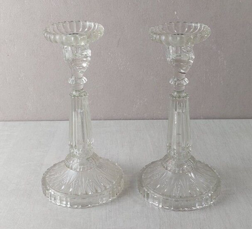 Paire bougeoirs verre - paire, de
