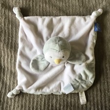 Doudou Pingouin bleu clair gris blanc flocon Gro Company