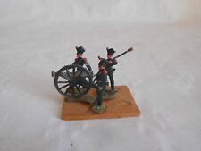 Ancien plat plomb Zinnfiguren équipe pistolet napoléonien sur socle bois