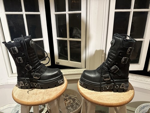 New rock leather boots - new,