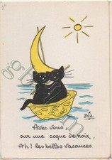 ILLUSTRATEUR BIZ _!_ carte n°61 _ Simon Bisley _ chat noir _ coque de noix