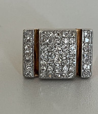 6167- Bague Tank Chevalière Or Jaune Diamants 1,30 Ct