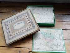 c. 1850 ? TRES RARE 9 PUZZLES GEOGRAPHIQUES ANCIENS Jeu jouet Globe terrestre