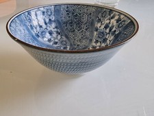 Chinese blue White porcelain bowl ceramic Assiette Bol Chinois Blanc Bleu Signé 