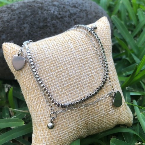 Bracelet double argenté - ,