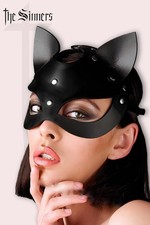 Masque Chat En Cuir Noir