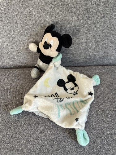 Doudou mickey bleu gris blanc - doudou,