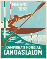 1953 Merano Canoe Slalom Poster Championship Wall Art - 12X16/16X20/18X24/24X36