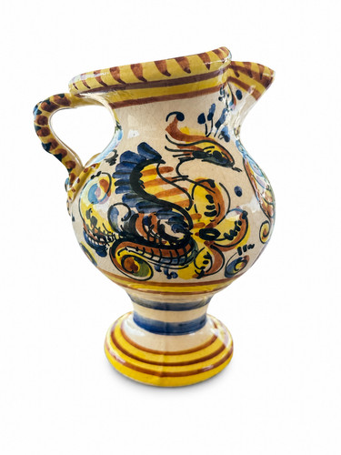 Pichet faïence polychrome - pichet, en