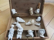 LOT DE 14 fourneaux PIPES en écume anciennes soldat tête femme  animaux