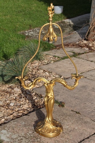 Pied lampe bronze signé - pied, en