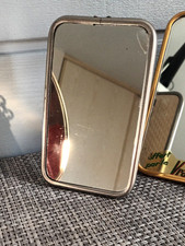 ANCIEN PETIT MIROIR DE BARBIER POSER/ACCROCHER DOS  BLANC AN 50/60 DECO VINTAGE