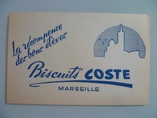 BUVARD PUBLICITAIRE ANCIEN / BISCUITS COSTE MARSEILLE BLEU