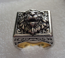 BAGUE HOMME tête de lion à compartiment secret, bijou fantaisie style chevalière