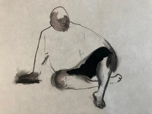 Beau dessin aquarelle - nu,
