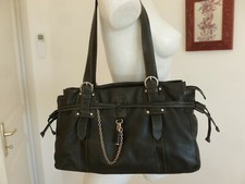 SUPERBE SAC KATANA CUIR VACHETTE SOUPLE FOULONNE NOIR  BON ETAT