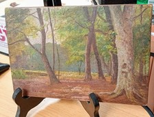 Tableau ancien Huile sur bois Forêt d'Iraty Pays Basque