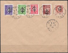 LIBERATION.RR.LA CHARITE sur LOIRE  60c+ 80c +1f+1f20+1f50.sur ENV..CàD 20/10/44