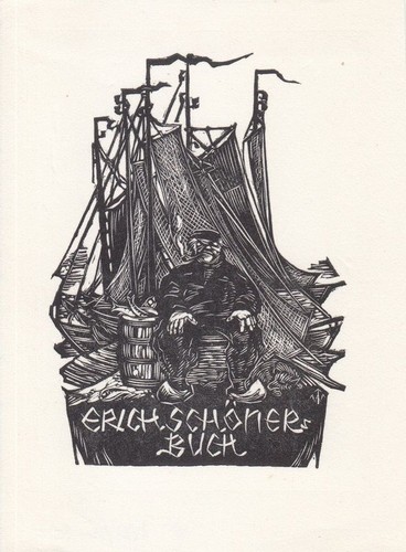 Exlibris livre art - d'art, bois