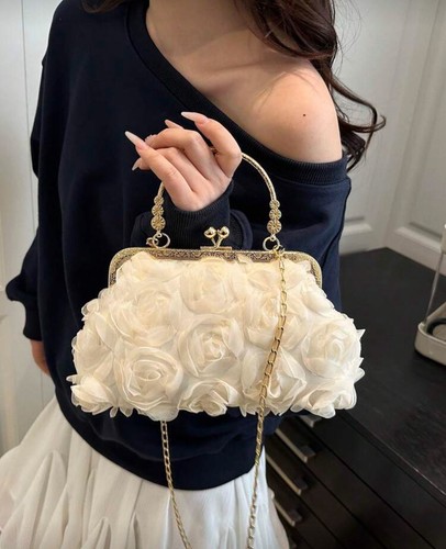 Sac main blanc doré - sac,