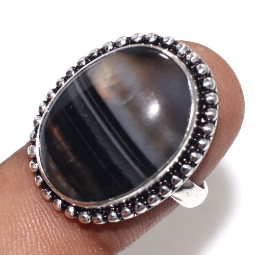 Bague anneau onyx noir - bague,