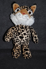 ?Peluche Doudou Lynx KINDER Léopard Guépard Chat Beige Brun 24 cm TTBE