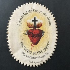 Ex Voto Ancien Cœur Sacré Jésus Indulgences 1877 Sacred Heart Holy Card Santino
