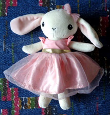 EB/ DOUDOU PELUCHE H&M LAPIN ROBE NOEUD ROSE TUTU PAILLETTE OR 21 CM QUASI 9